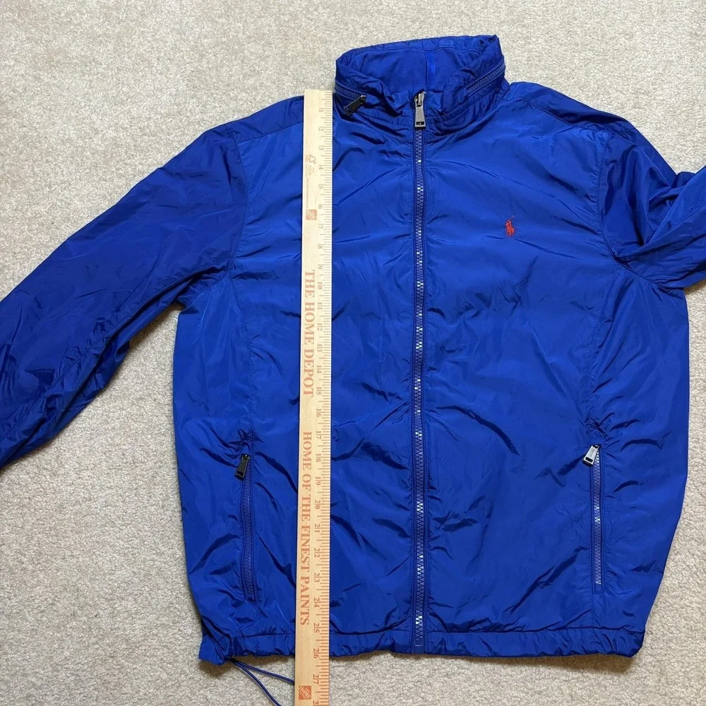 Polo Ralph Lauren Jacket Mens Large Blue Windbreaker Zip‎ Pockets Lightweight